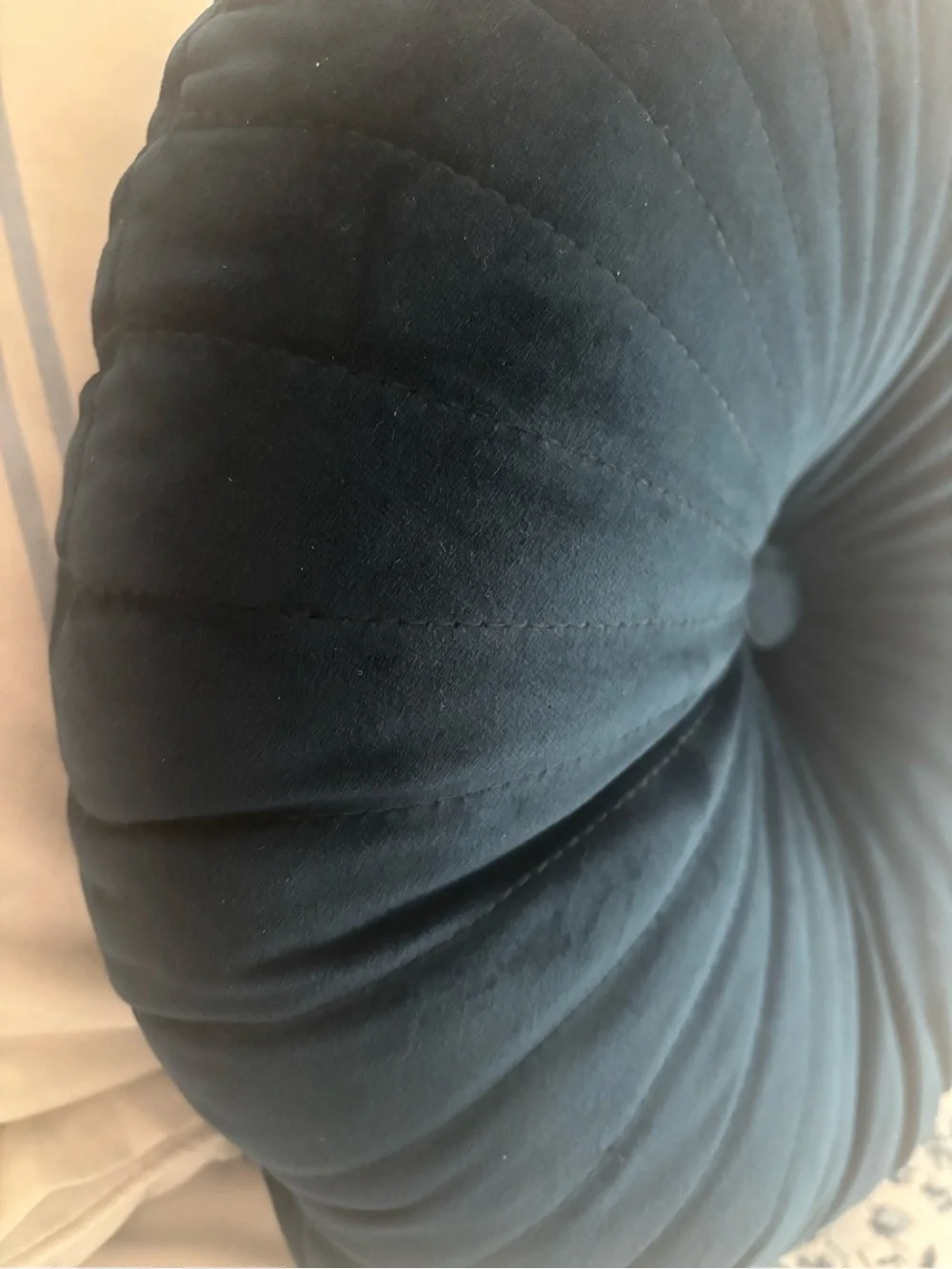Velvety Round Tuft Pillow Sheffield Home Beautiful Blue NWT Final Sale